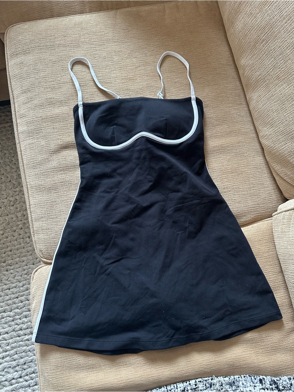 Alo Women’s Black Tennis Dress with White Trim